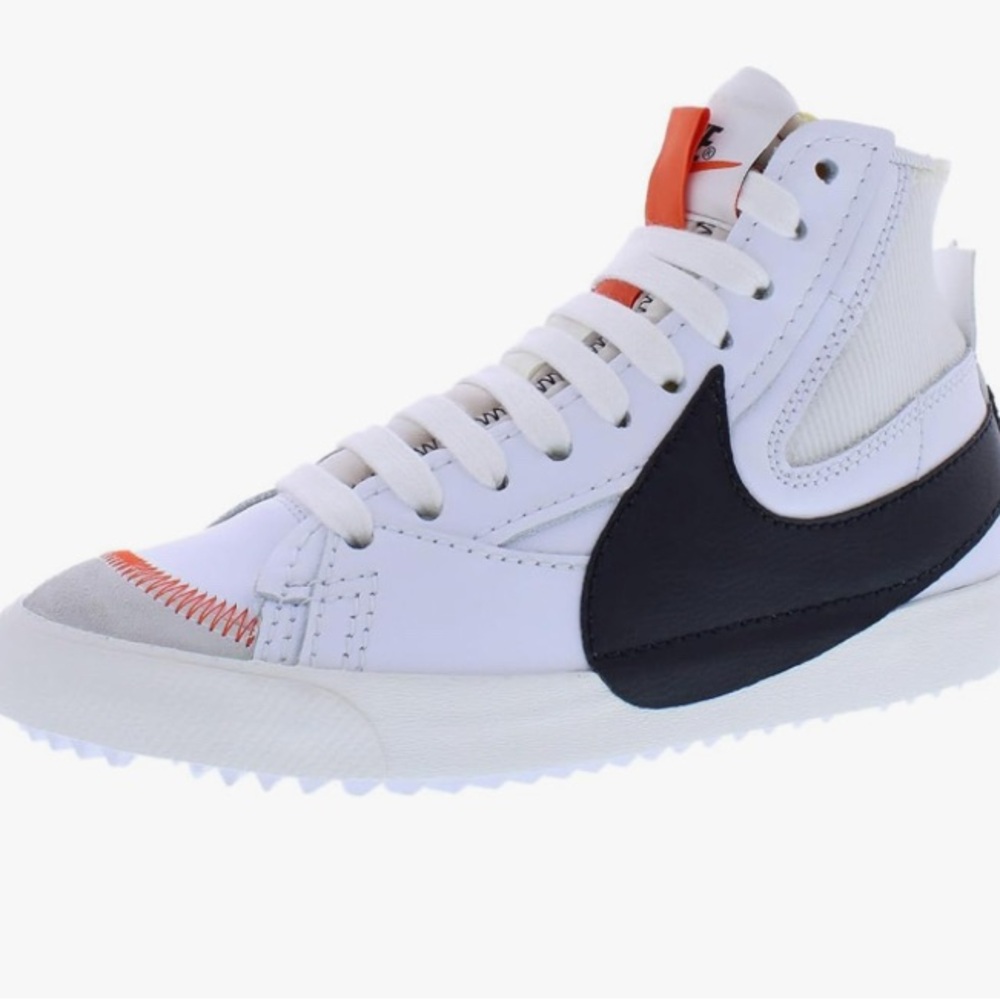 Nike Men's White and Black High-Top Sneakers with Orange Accents